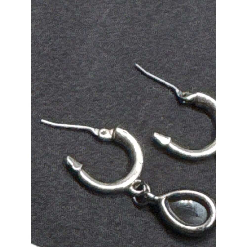 Alex & Ani Earrings Sterling Silver Hoops With Swarovski Tear Drop Crystal Drops - Picture 5 of 10